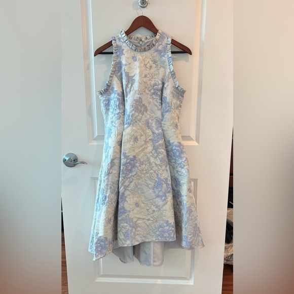 Adrianna Papell Metallic Jacquard Fit-and-Flare Halter Party Dress - Picture 3 of 16